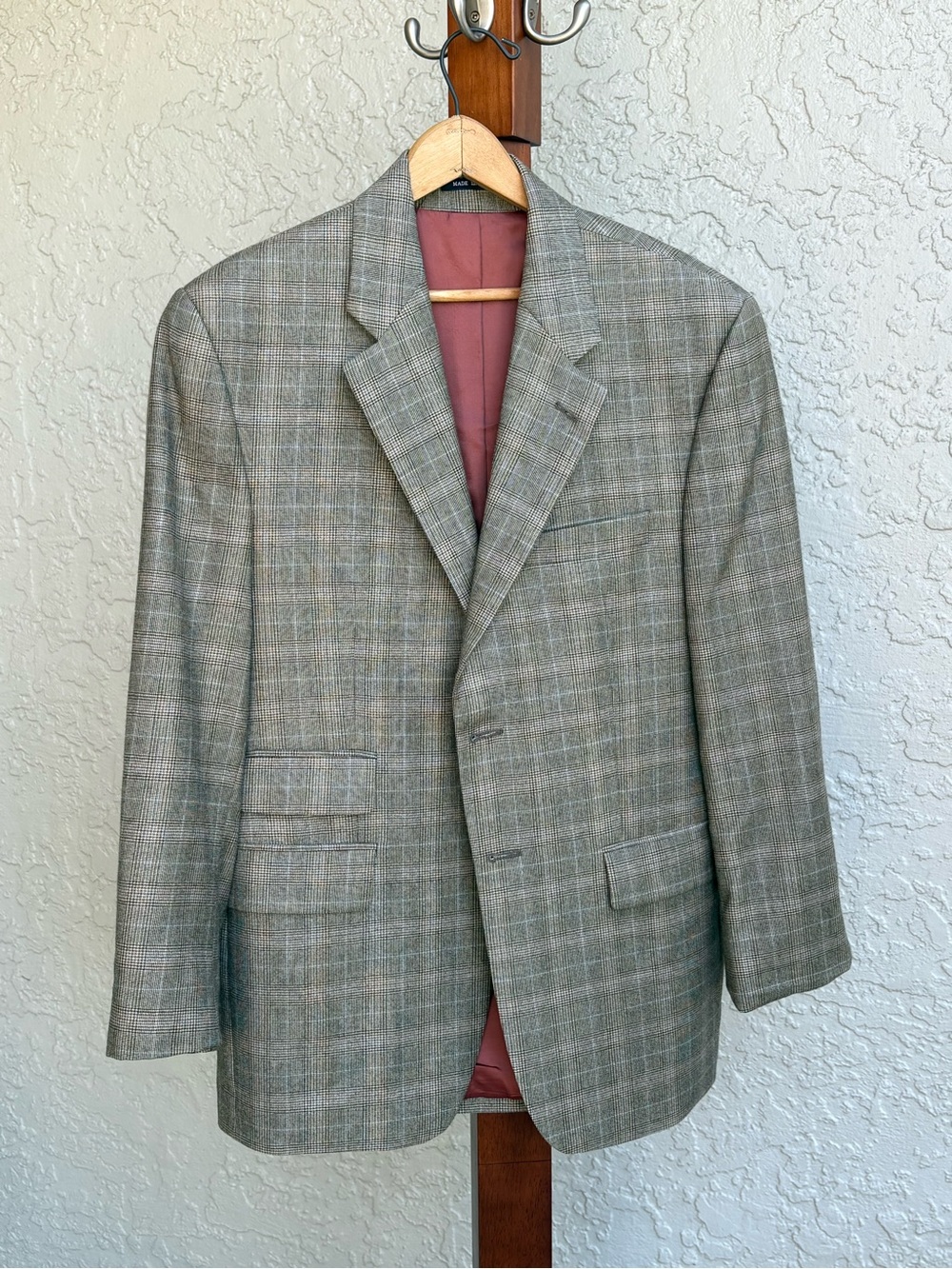 Vintage Ralph Lauren 34 Wool Cashmere Plaid Blazer Made in Canada